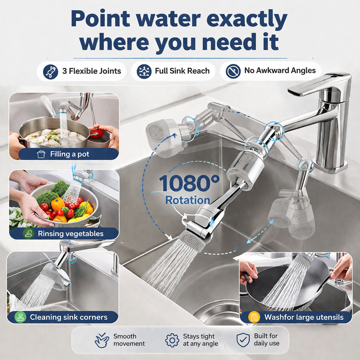 OLYRA AquaFlex – Robotic Arm Faucet Extender